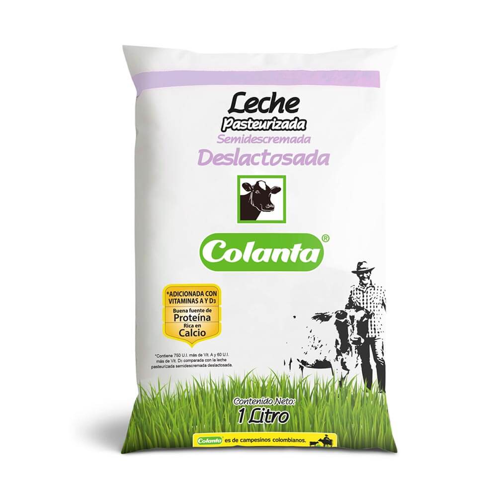 Imagen de una bolsa de leche colanta entera por 1 litro